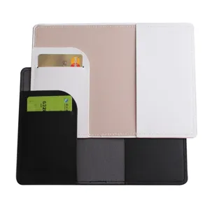 PU leather passport cover travel document organizer set with multiple card slots detail view