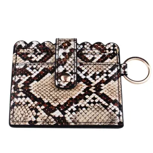 Schlangenmuster PU Leder Kartenetui Brieftasche mit Schlüsselring und Druckknopfverschluss.