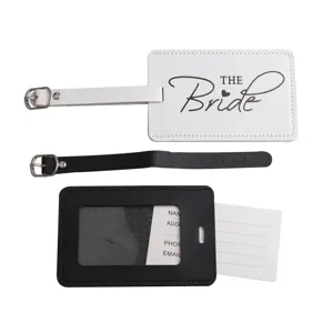 PU leather luggage tag set for couples, white and black passport cover travel accessories.
