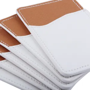 Leren telefoon houder kaartenbak sticker sublimatie DIY wit bruin set kaarten portemonnee