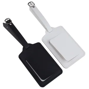 Schwarze und weiße PU Leder Kofferanhänger Set, strapazierfähige Reise Gepäckanhänger.