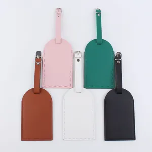 Set di etichette per valigie in pelle PU da viaggio, targhette identificative colorate con fibbia.