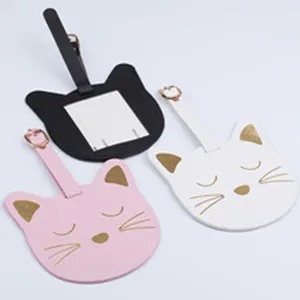 Etichette per valigie a forma di gatto carino, targhette identificative anti-smarrimento.