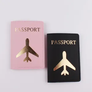 Copertina per passaporto in pelle PU portadocumenti da viaggio rosa e nero set