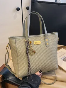 Women's Large Capacity Tote Bag Vintage PU Leather Commuter Underarm Bag Spring Summer Fashion Shoulder Handbag