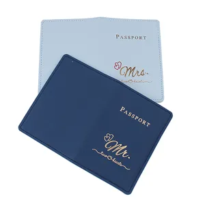 Set copripassaporto in pelle PU per coppie, organizer per documenti da viaggio per matrimonio.