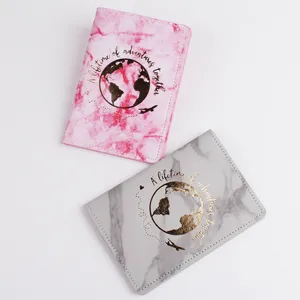 Minimalist leather passport cover set, marble pattern travel document holder organizer
