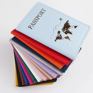Copertina passaporto in pelle PU multicolore organizzatore documenti di viaggio dettaglio
