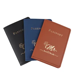 Custodia per passaporto in pelle PU organizzatore documenti da viaggio regalo per coppie nero blu