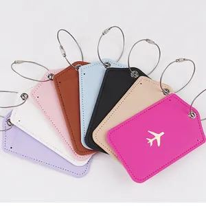 Bunte Kofferanhänger aus PU-Leder im Set mit Stahlseil-Schlaufe für Reisegepäck und Taschen.