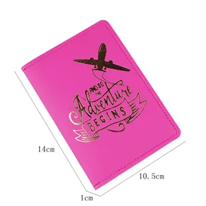 Süßer rosa PU Leder Reise Reisepasshülle Passinhaber Organizer mit Flugzeugmuster.