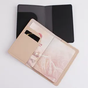 Fundas para pasaporte de cuero PU con ranuras para tarjetas, organizador de viaje.