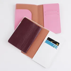 Funda de pasaporte de cuero PU con ranuras para tarjetas organizador de viaje