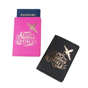 Süße PU Leder Reise Passhülle Wasserdicht Kartenorganizer Unisex Flugzeug Buchstabe Druck Reisepass Cover Etui