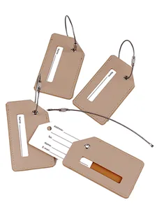 Set di etichette per bagagli in pelle PU con cavi in acciaio inossidabile, resistenti per valigie.