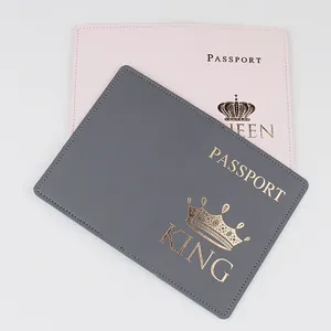 Pärchen Reisepasshülle PU Leder Passhülle Reise Dokumenten Organizer grau rosa Set
