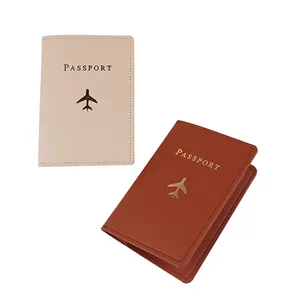 Custodia per Passaporto in Pelle PU Portafoglio da Viaggio Organizer Beige Marrone