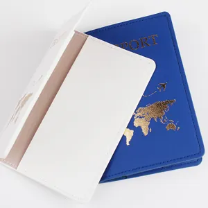 Custodia protettiva per passaporto in pelle PU organizzatore di documenti blu bianco