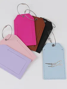Set di etichette per bagagli in ecopelle PU colorata con cavo metallico, impermeabili e resistenti.
