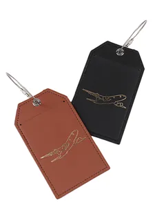 Set di etichette per bagagli in pelle PU con motivo aereo, targhetta per valigia.