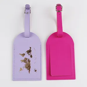 Set di etichette per bagagli in pelle PU, etichette di viaggio portatili con cinturino regolabile.