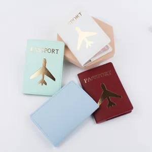 Elegante porta passaporto in pelle PU in tinta unita con organizzatore documenti di viaggio.