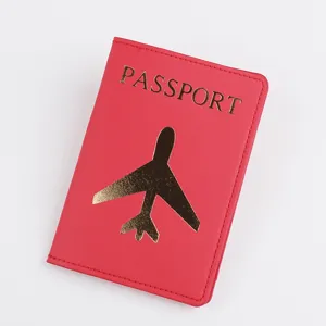 Porta passaporto in pelle PU organizzatore di documenti da viaggio rosso copertina