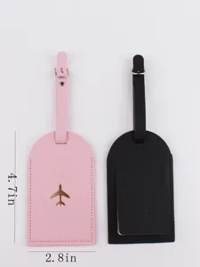 Portabagagli in pelle PU porta badge da viaggio set rosa nero con motivo aereo