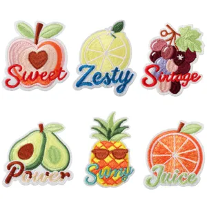 Summer Tropical Fruit Embroidered Patches Iron On Appliques Cute Fruit Badge For Clothing Jeans Repair