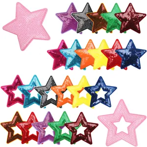 Toppe ricamate a stella con paillettes colorate per abbigliamento, borse e decorazioni fai da te.