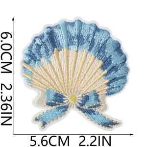 Beach vacation shell embroidery cloth patch DIY decorative iron-on badge apparel accessory