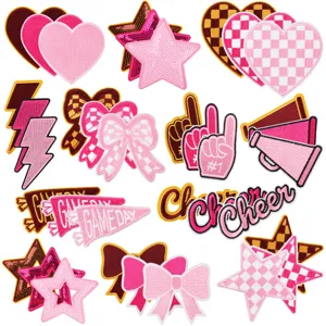 Embroidered Patches Iron On Applique DIY Decorative Clothing Patches For Jeans Backpacks Cute Heart Star Bow Iron-On Badges