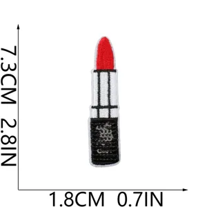 Écusson brodé de rouge à lèvres à sequins pour réparation de vêtements DIY et décoration.