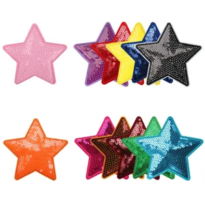 Toppe ricamate a stella con paillettes colorate per decorazione vestiti e borse fai-da-te.