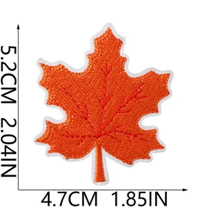 Orange maple leaf embroidered patch DIY clothing repair patch decorative appliqué size 5.2x4.7cm