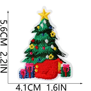 Weihnachtsbaum Stickerei Aufnäher DIY dekorative Bügelflicken für Kleidung 5.6x4.1cm