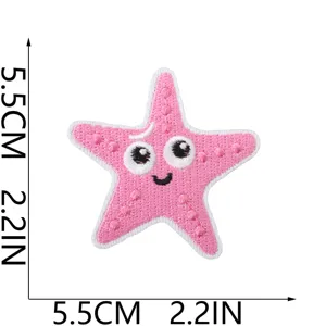 Niedlicher rosa Seestern Stickaufnäher für Kleidung DIY Dekoration, 5.5cm Applikation.