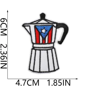 Puerto Rico Flagge Mokakanne bestickte Bügelflicken Kleidung dekorative Aufnäher 6cm