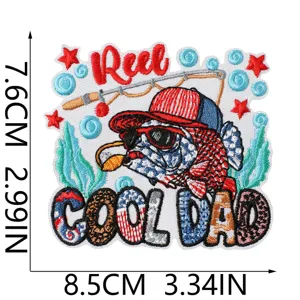 Retro Angeln bestickter Aufnäher Bügelbild Kleidung Abzeichen DIY cooler Angler Geschenk