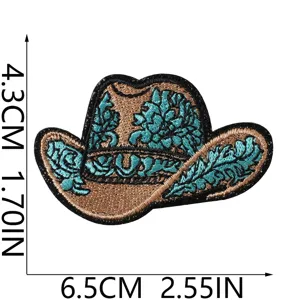 Parche de sombrero de vaquero bordado estilo occidental para reparación de ropa y adorno