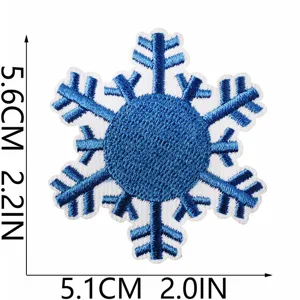 Blauer Schneeflocke bestickter Aufnäher für Kleidung DIY Reparatur kreatives Handwerk.