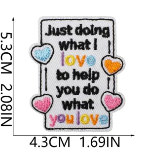 Embroidered iron-on cloth patch with inspirational quote design for clothes DIY.