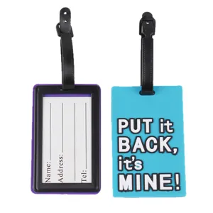 PVC luggage tag suitcase bag ID label travel accessories anti-loss hanging tag blue purple