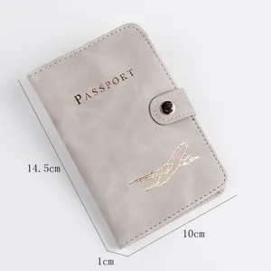 Custodia semplice per passaporto in pelle porta documenti da viaggio con bottone automatico