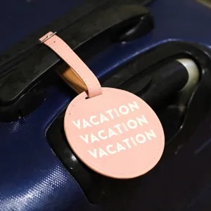 Etiqueta de Equipaje Redonda de Cuero PU Identificador de Maleta de Viaje Estampado Avión Etiquetas Equipaje Vacaciones Funda Privacidad