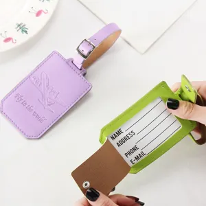 Porte-étiquette de valise en cuir PU étiquette d'identification de voyage avec carte.
