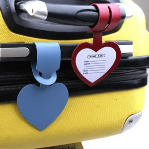 Heart Shape PU Leather Luggage Tag Suitcase ID Name Label With Steel Wire Loop Travel Accessories For Unisex Bags