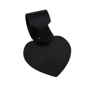 Black heart PU leather luggage tag travel suitcase ID bag label strap accessory item.