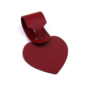 Red heart shaped PU leather luggage tag bag charm travel suitcase ID badge accessory item