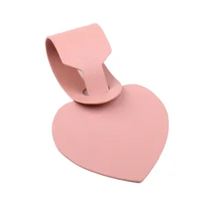 Pink heart shaped PU leather luggage tag for suitcase travel bag cute bag label identifier item